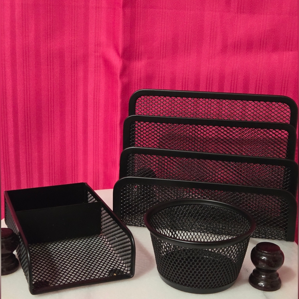 Black Mesh Office Organizer Set
